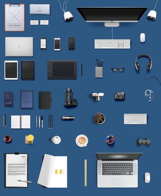 办公用品本子vi背景俯视图