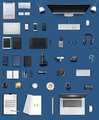 办公用品本子vi背景俯视图