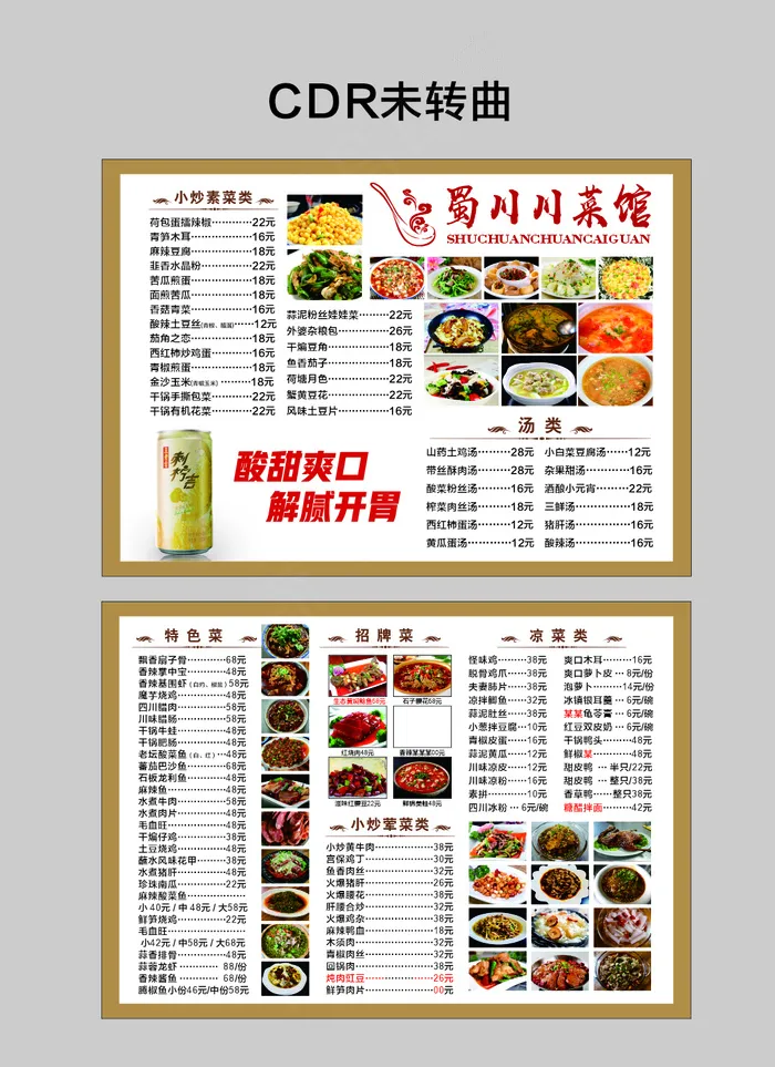 高档菜谱菜单cdr矢量模版下载