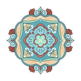 复古中式国潮风敦煌花纹装饰图案花卉藻井肌理圆形边框素材