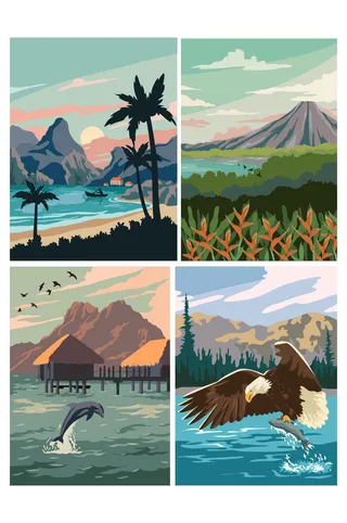 AI矢量风景插画