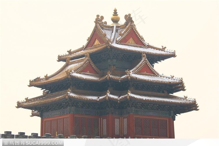 紫禁城印象-高大的房屋雪景