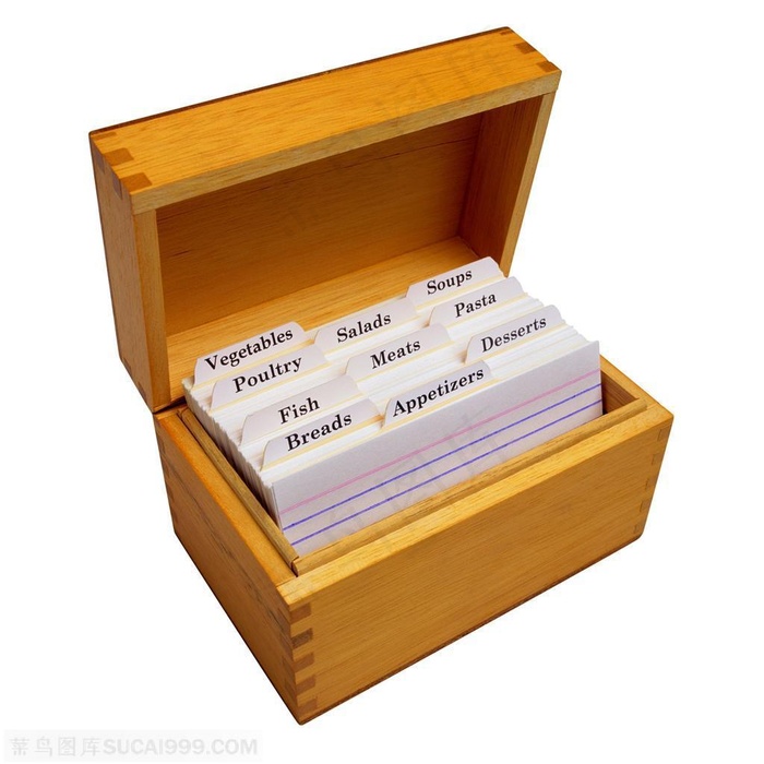 木质盒子里装着卡片