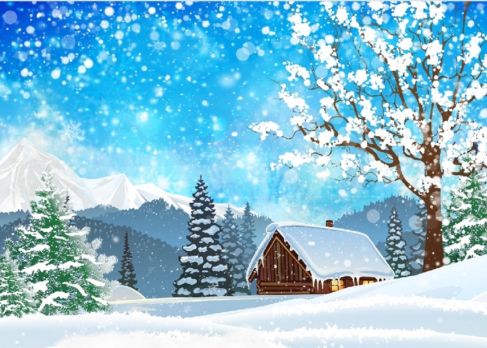圣诞节白色雪花风景背景墙