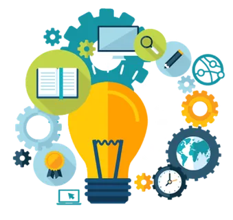 灯泡齿轮卡通简笔素材少儿兴趣班