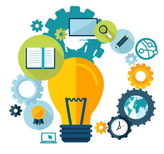 灯泡齿轮卡通简笔素材少儿兴趣班