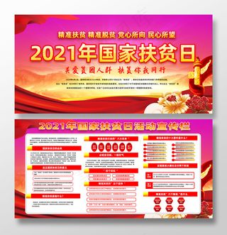 红色背景扶贫展板