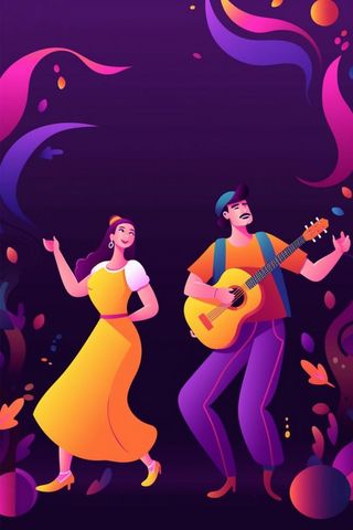 音乐晚会扁平可爱海报背景