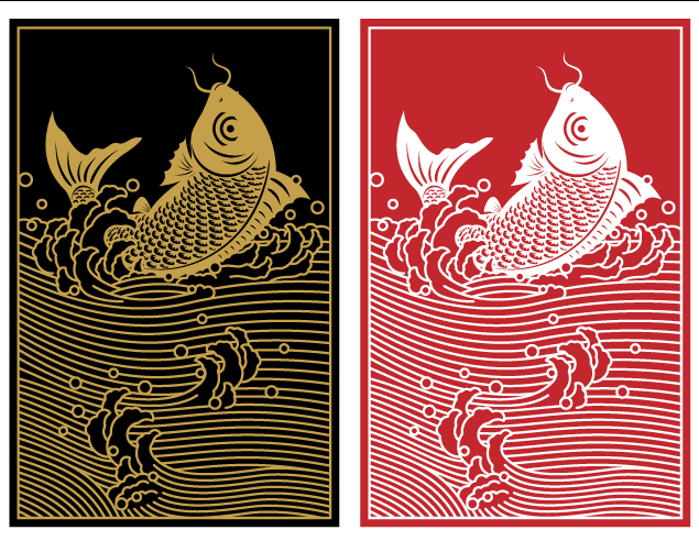 设计两联鲤鱼素材