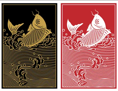 设计两联鲤鱼素材
