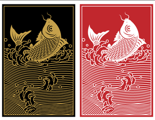 设计两联鲤鱼素材