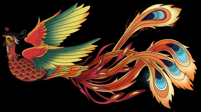 手绘山海经上古神兽夫诸凤凰麒麟青龙白虎朱雀玄武插画PSD素材psd模版下载