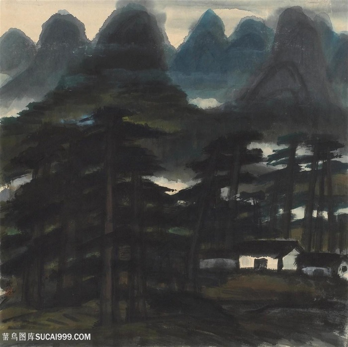 林风眠油画树林森林美景装饰画