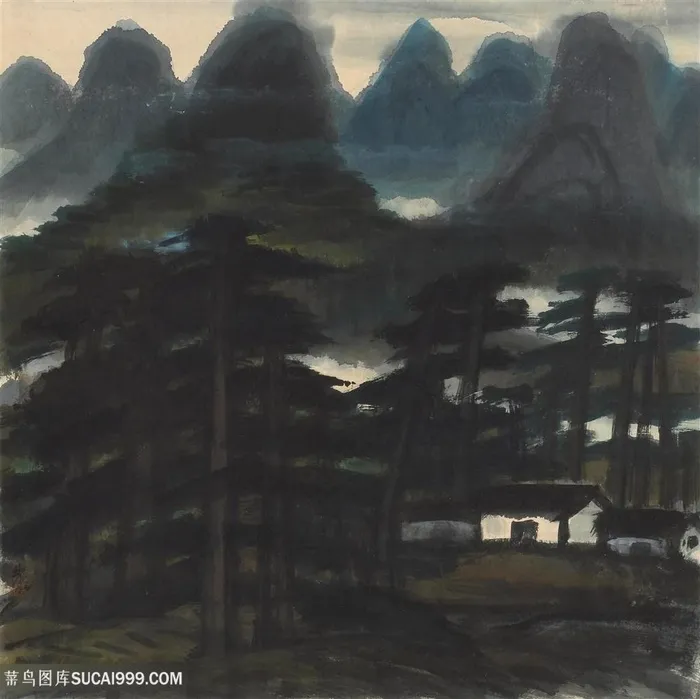 林风眠油画树林森林美景装饰画