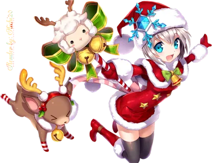 圣诞红色女孩卡通简笔素材人物