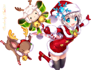 圣诞红色女孩卡通简笔素材人物