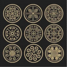 中式古典纹样免抠传统装饰花纹素材eps,ai矢量模版下载