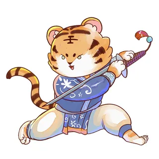 2022虎年吉祥物卡通公仔小老虎形象设计福字元素手绘插画psd素材 2022虎年吉祥物卡通公仔小老虎形象设计福字元素手绘插画psd素材