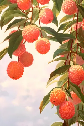 水果荔枝国风绘画