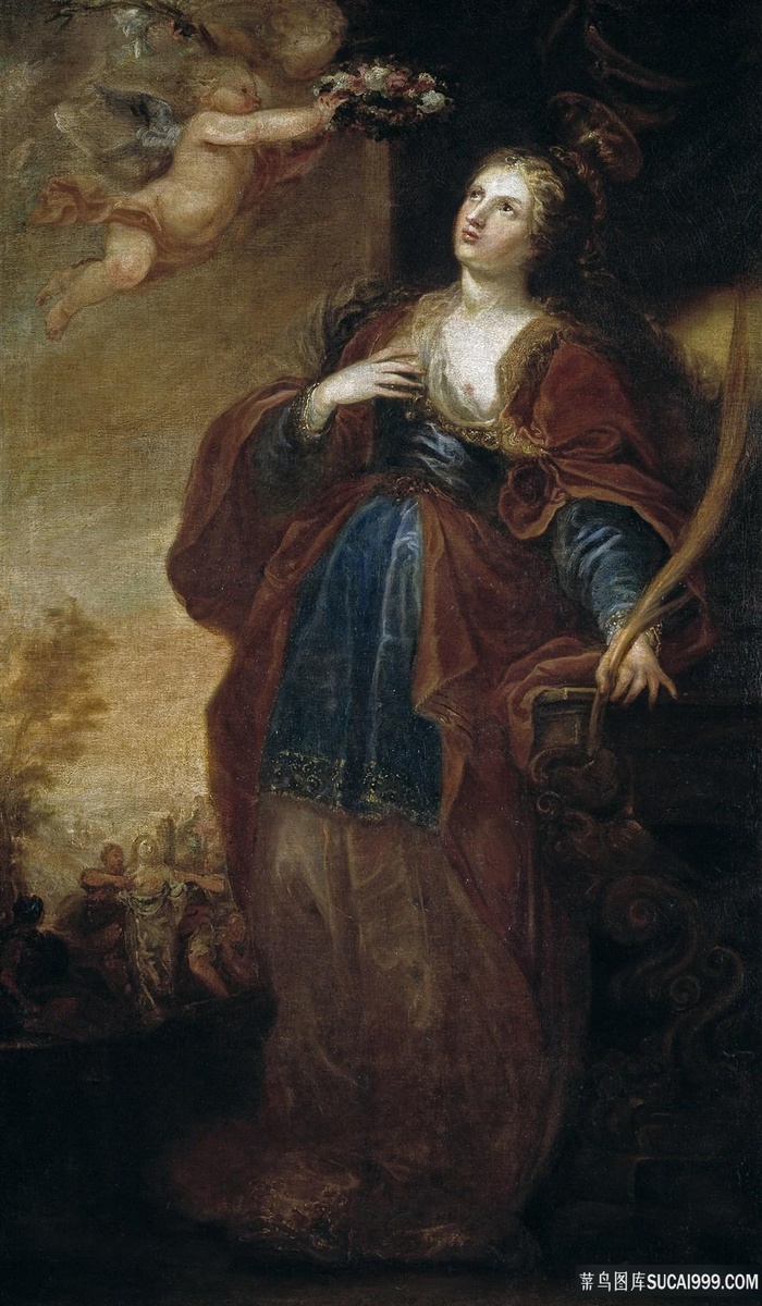 圣母天使孩子油画图片