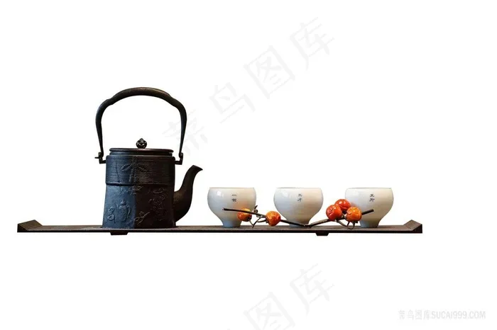 中式茶壶茶杯元素