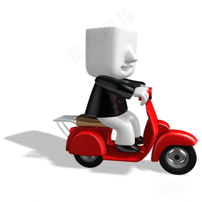 骑着大红色摩托车