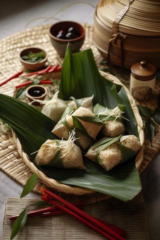 笼屉糕点饭团食物实物场景背景