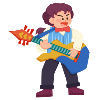 卡通手绘酷拽可爱玩乐器人物乐器培训