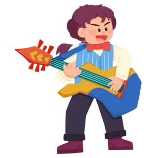 卡通手绘酷拽可爱玩乐器人物乐器培训