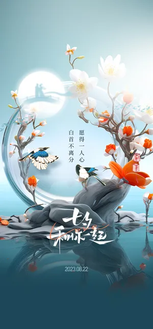 简约七夕情人节海报