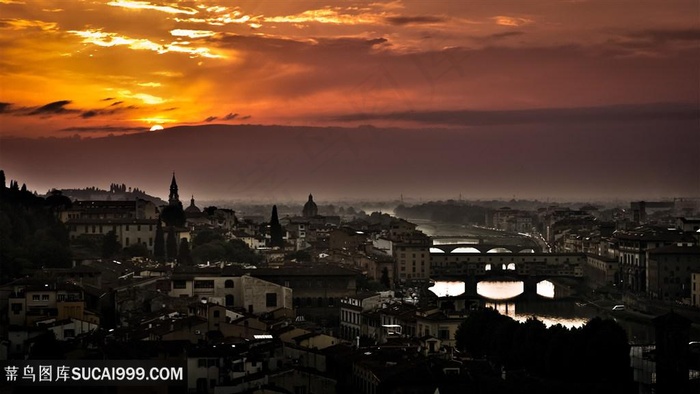 黄昏湖畔美景风景画壁纸