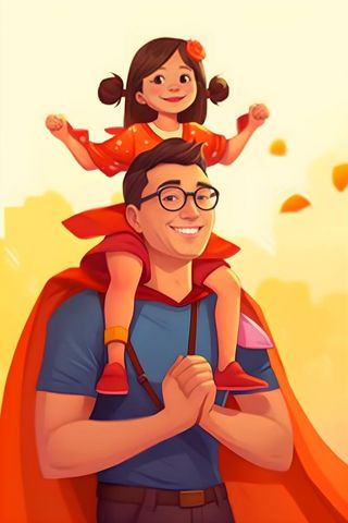 超人爸爸和孩子背景