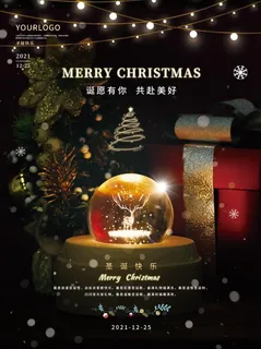圣诞节水晶球圣诞快乐