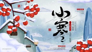 中国传统冬天小寒祝福24二十四节气节日宣传活动海报