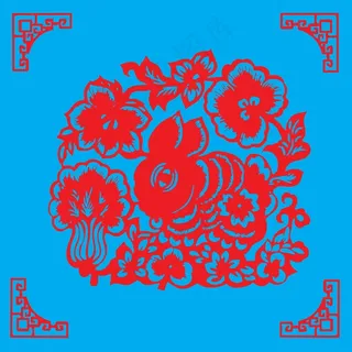 兔子剪纸 剪纸风元素