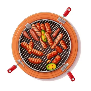 卡通烤肉烧烤架美食免抠