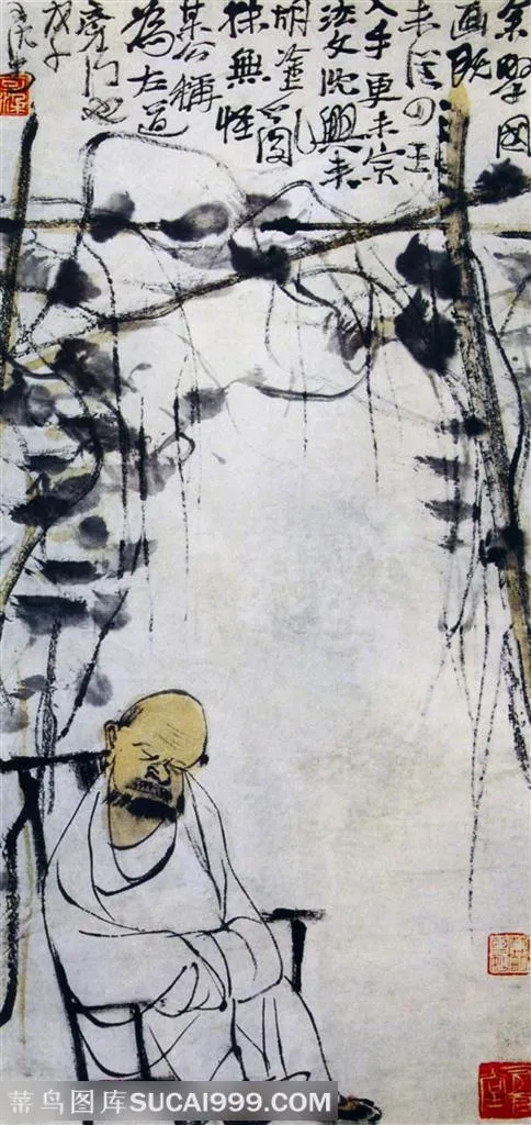 国画名家作品-李可染的午闲图