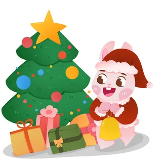 手绘2023兔年新年卡通兔子形象IP插画元素PSD设计素材png图案