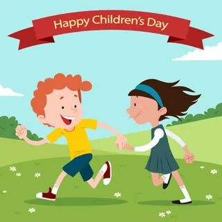 手绘卡通儿童节花草素材