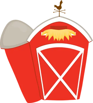 红色仓库线条画现代农业