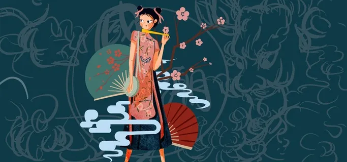 国潮风格海报背景 