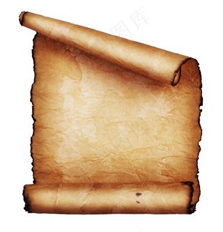 放在牛皮卷轴上的红色蝴蝶结特写素材高清摄影图片