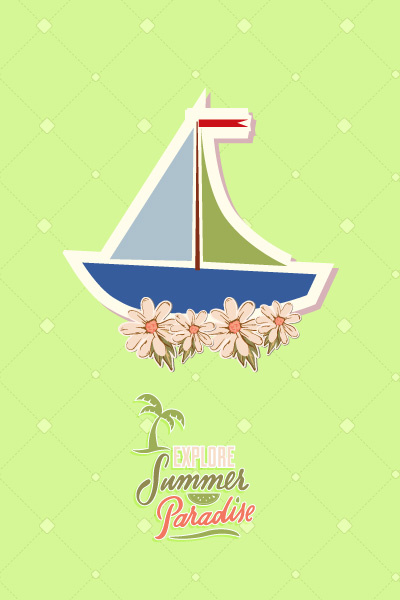 夏天海报|矢量|插画|扁平|风格ai矢量模版下载