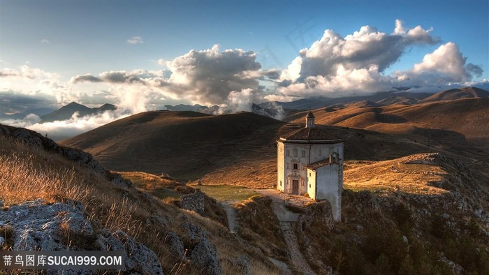 唯美山脉蓝天白云壁纸