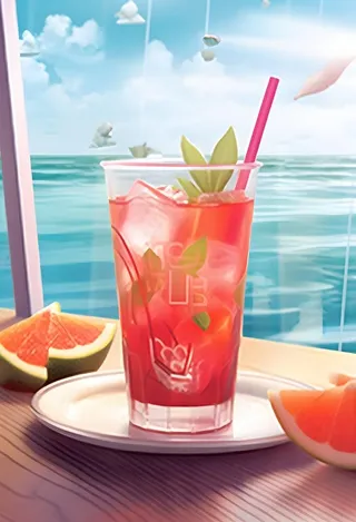 冰镇饮料西瓜汁薄荷海洋背景