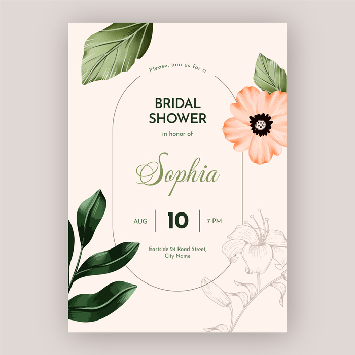 手绘新娘送礼请柬