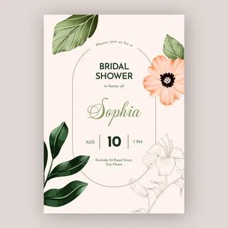 手绘新娘送礼请柬