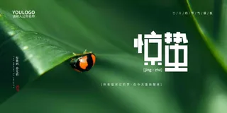 深绿高端二十四节气惊蛰展板