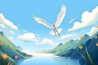 国风意境晚霞山云背景