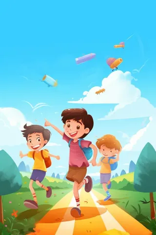 儿童铅笔飞翔清新背景